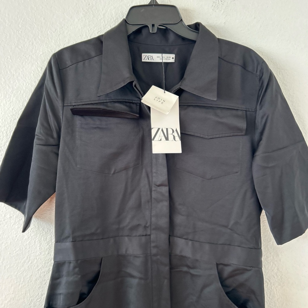 Zara Black Midi Dress  Button Down Size L